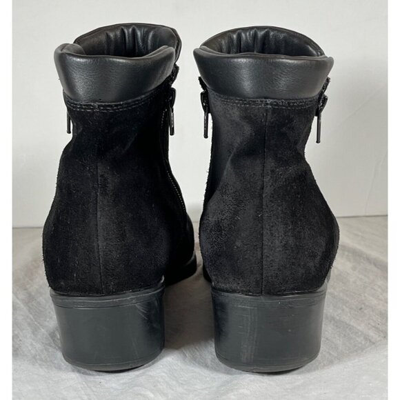 La Canadienne Black Suede Double Side Zipper Rubber Sole Bootie Size 9 - Picture 5 of 8